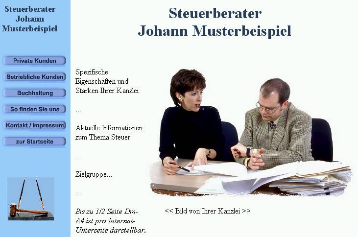 Steuerkanzlei Musterseite als Grafik